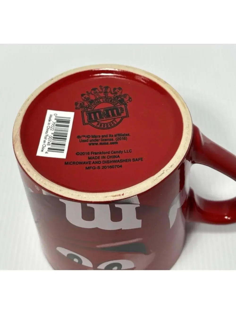 M&Ms Red Character Ceramic Coffee Mug Face Red White M Logo Collectible Cup, New